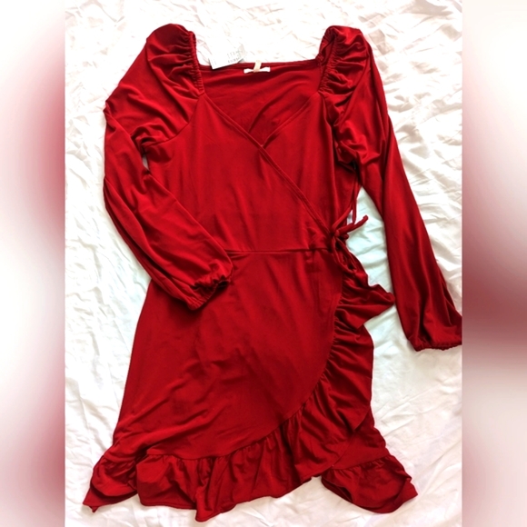 Maurices red ruffle tie dress size medium NWT - Picture 5 of 6
